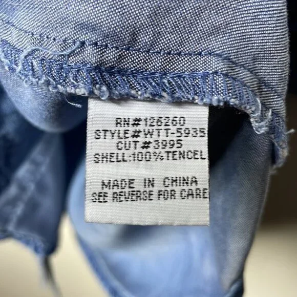 Velvet Heart Size S Anita Tencel Blue Chambray Button Down Casual Shirt Dress - Picture 6 of 12